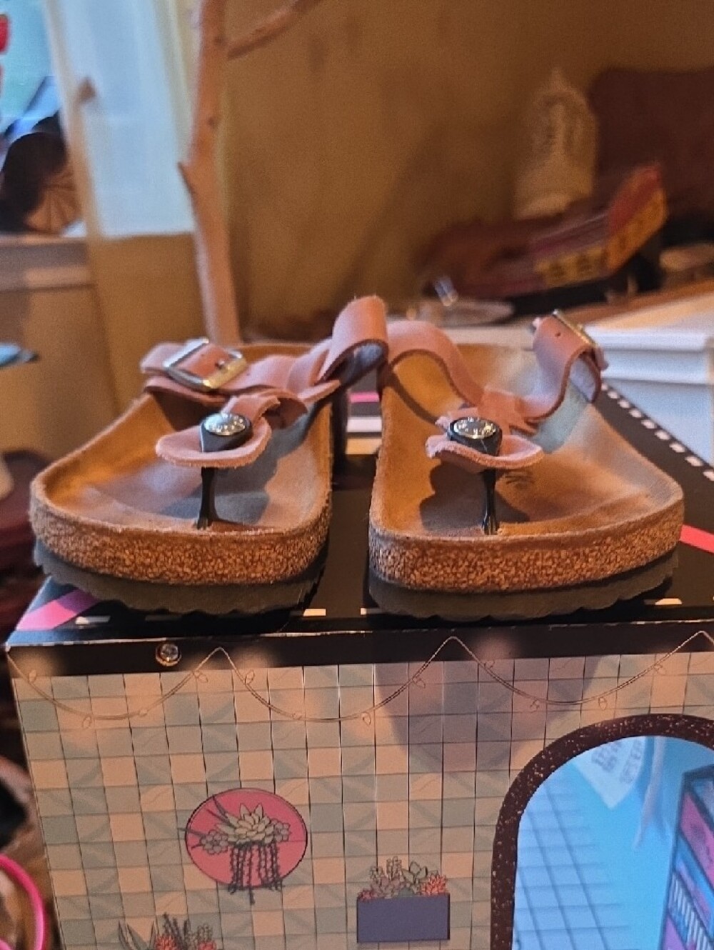 Birkenstock Pink Braided Suede Thong Sandals - Picture 8 of 10